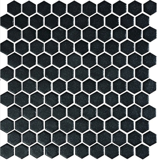 Uptown Glass Ebony Glass Mosaic - 1" Hexagon