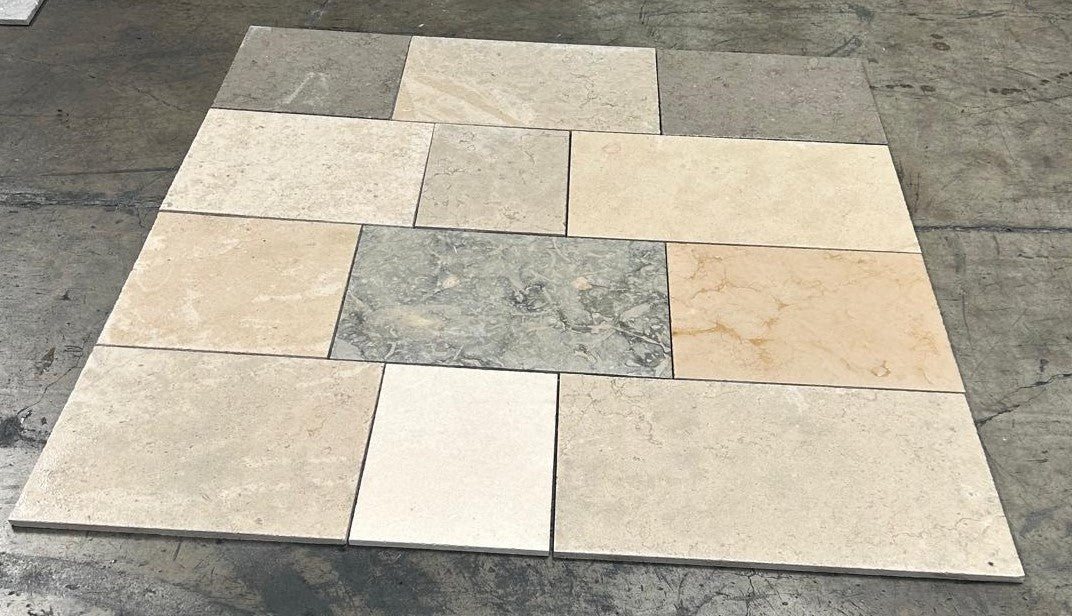 Dalle De Bourgogne Travertine Pattern - Various Sizes x 5/8" Distressed
