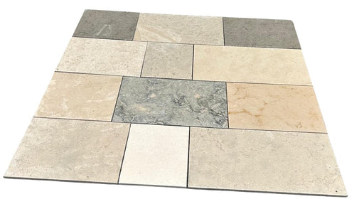 Dalle De Bourgogne Distressed Travertine French Versailles Pattern