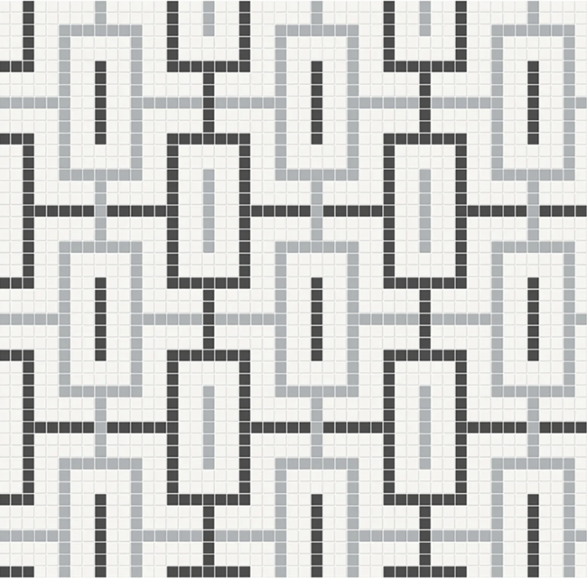 Full Sheet Sample - Soho Dawn Blend Chain Pattern Porcelain Mosaic - 11.50" x 11.50" Matte