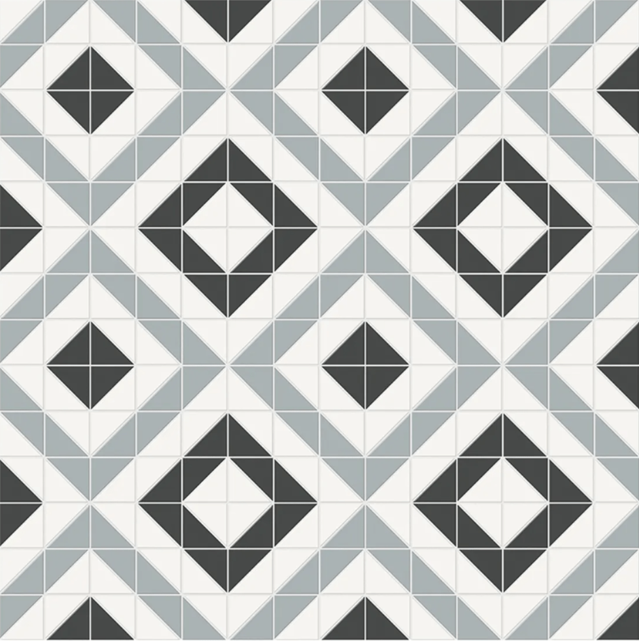 Full Sheet Sample - Soho Dawn Blend Cubic Pattern Porcelain Mosaic - 10" x 10" Matte