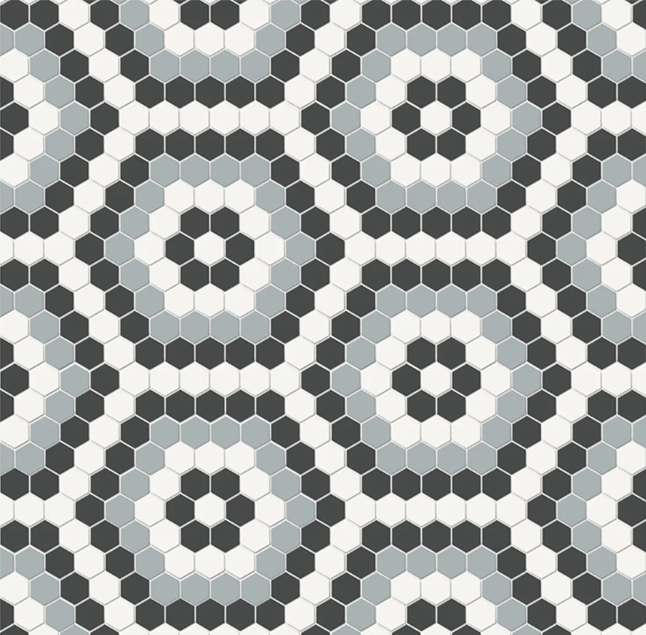 Full Sheet Sample - Soho Dawn Blend Hexagon Porcelain Mosaic - 8.25" x 14.50" Matte