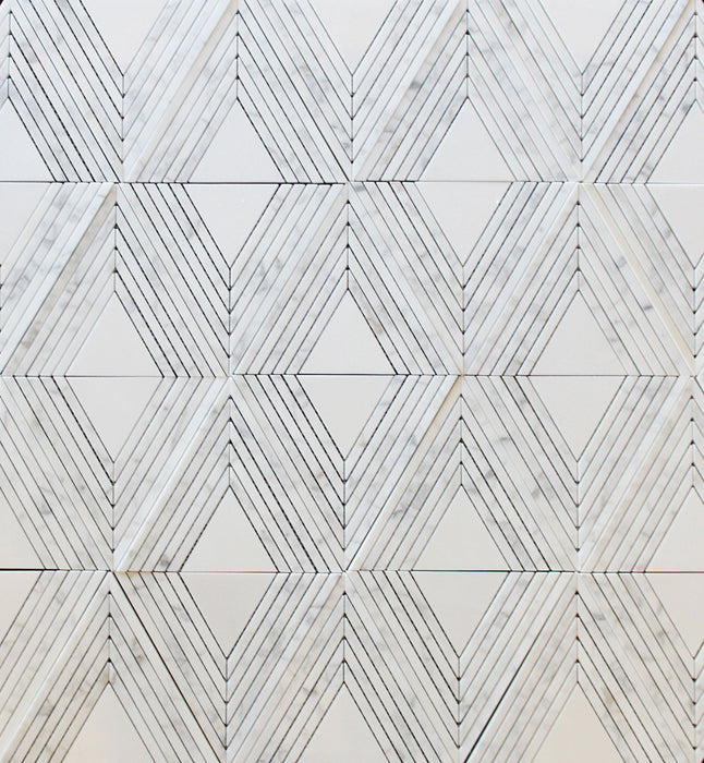 Full Sheet Sample - Diamond Maze Calacatta Gold & Thassos Marble Mosaic - 4 1/2" x 7 3/4 x 3/8" Polished