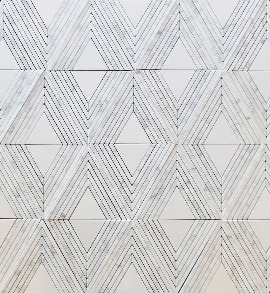 Full Sheet Sample - Diamond Maze Calacatta Gold & Thassos Marble Mosaic - 4 1/2" x 7 3/4 x 3/8" Polished