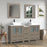 CVC Driftwood Gray Solid Wood with Basin Engineered Marble Top and Mirror CVC24 Bathroom Cabinet - 72" x 18.5" x 36"