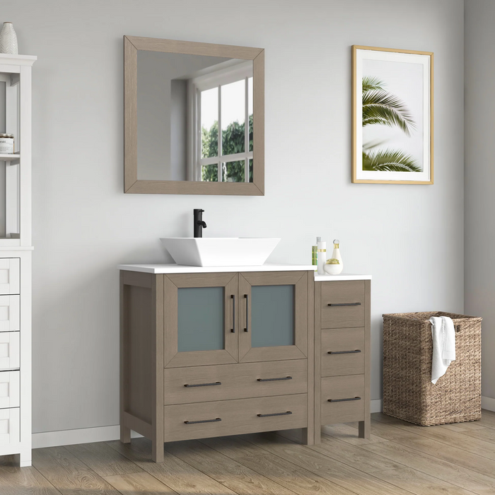 CVC Solid Wood Driftwood Gray Bathroom Cabinet Driftwood Gray