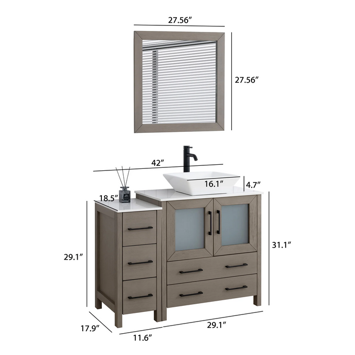 CVC Solid Wood Driftwood Gray Bathroom Cabinet Driftwood Gray