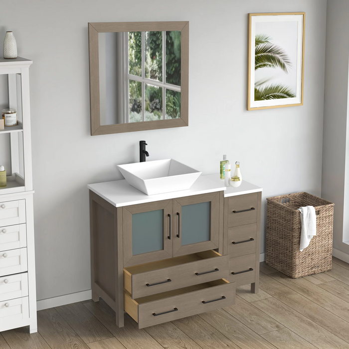 CVC Solid Wood Driftwood Gray Bathroom Cabinet Driftwood Gray