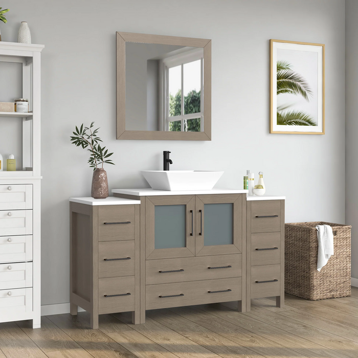 CVC Solid Wood Driftwood Gray Bathroom Cabinet Driftwood Gray