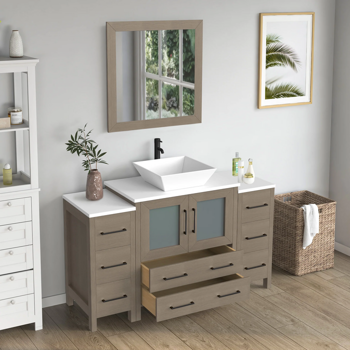 CVC Solid Wood Driftwood Gray Bathroom Cabinet Driftwood Gray