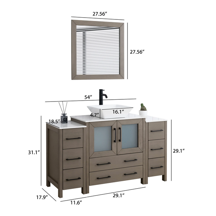 CVC Solid Wood Driftwood Gray Bathroom Cabinet Driftwood Gray