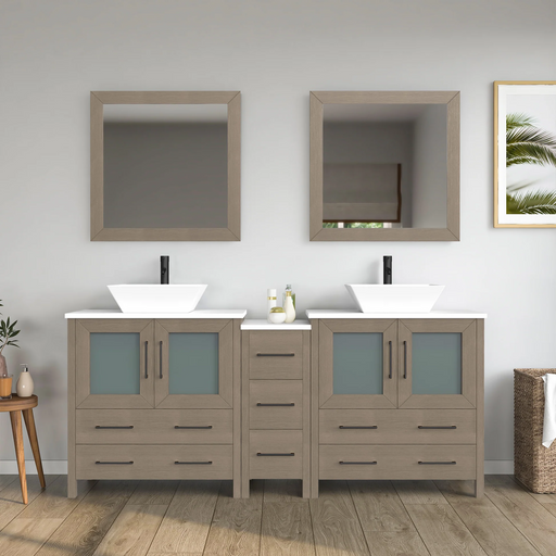 CVC Solid Wood Driftwood Gray Bathroom Cabinet Driftwood Gray