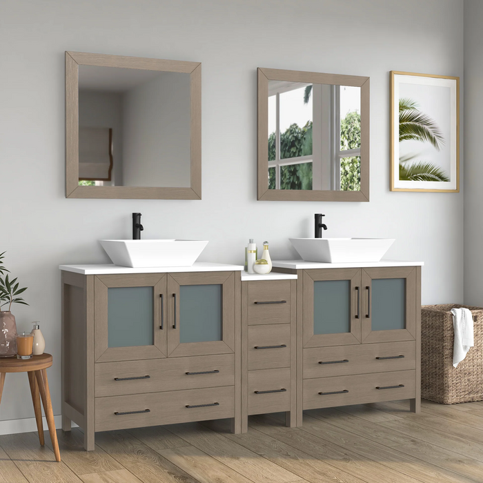 CVC Solid Wood Driftwood Gray Bathroom Cabinet Driftwood Gray