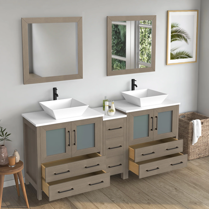CVC Solid Wood Driftwood Gray Bathroom Cabinet Driftwood Gray