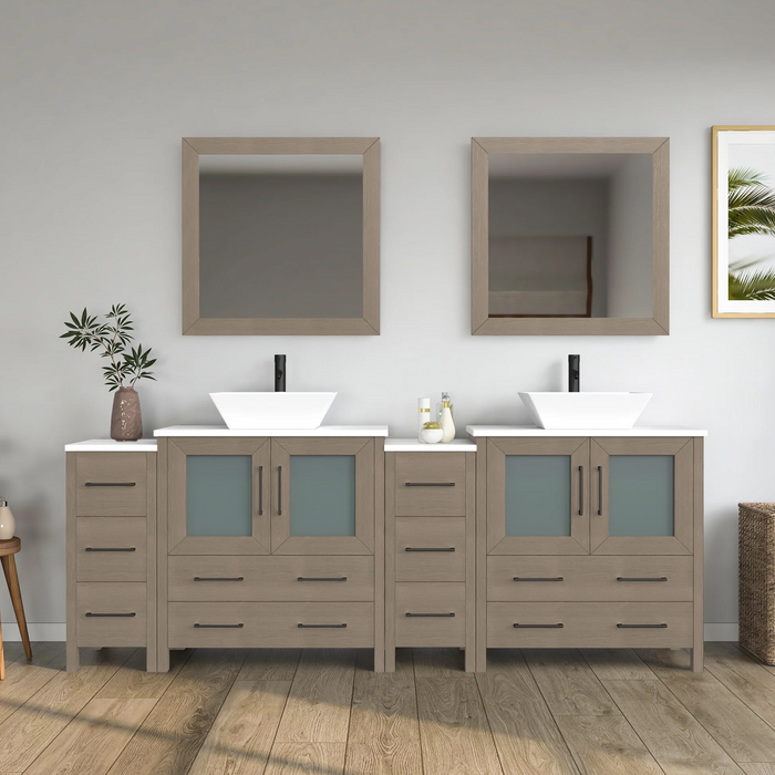 CVC Solid Wood Driftwood Gray Bathroom Cabinet Driftwood Gray
