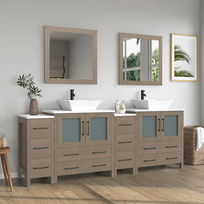 CVC Solid Wood Driftwood Gray Bathroom Cabinet Driftwood Gray