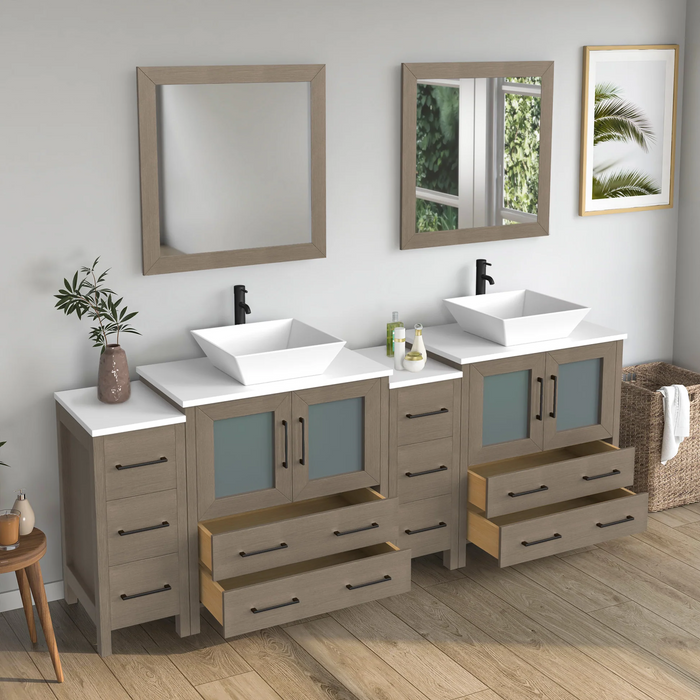 CVC Solid Wood Driftwood Gray Bathroom Cabinet Driftwood Gray