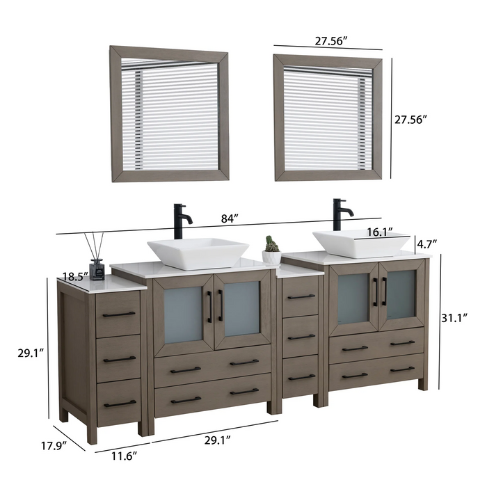 CVC Solid Wood Driftwood Gray Bathroom Cabinet Driftwood Gray