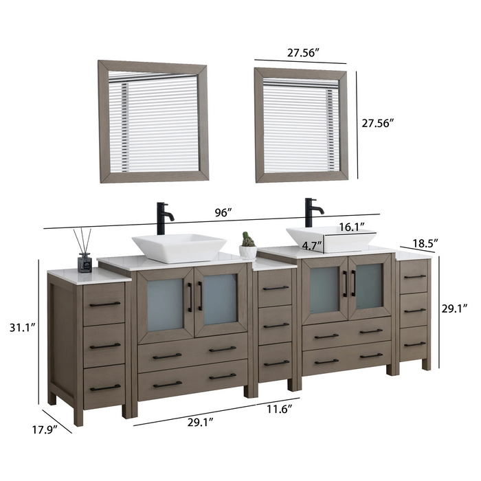 CVC Solid Wood Driftwood Gray Bathroom Cabinet Driftwood Gray