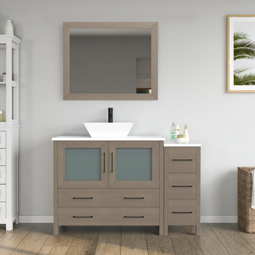 CVC Solid Wood Driftwood Gray Bathroom Cabinet Driftwood Gray