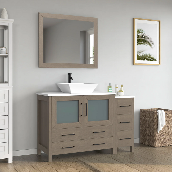 CVC Solid Wood Driftwood Gray Bathroom Cabinet Driftwood Gray
