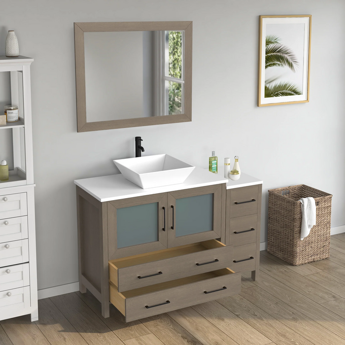 CVC Solid Wood Driftwood Gray Bathroom Cabinet Driftwood Gray
