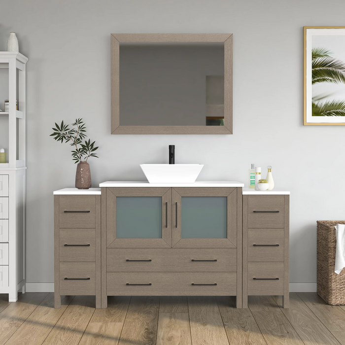 CVC Solid Wood Driftwood Gray Bathroom Cabinet Driftwood Gray
