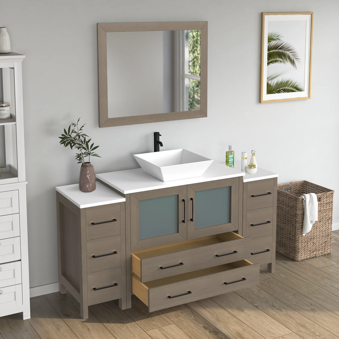 CVC Solid Wood Driftwood Gray Bathroom Cabinet Driftwood Gray