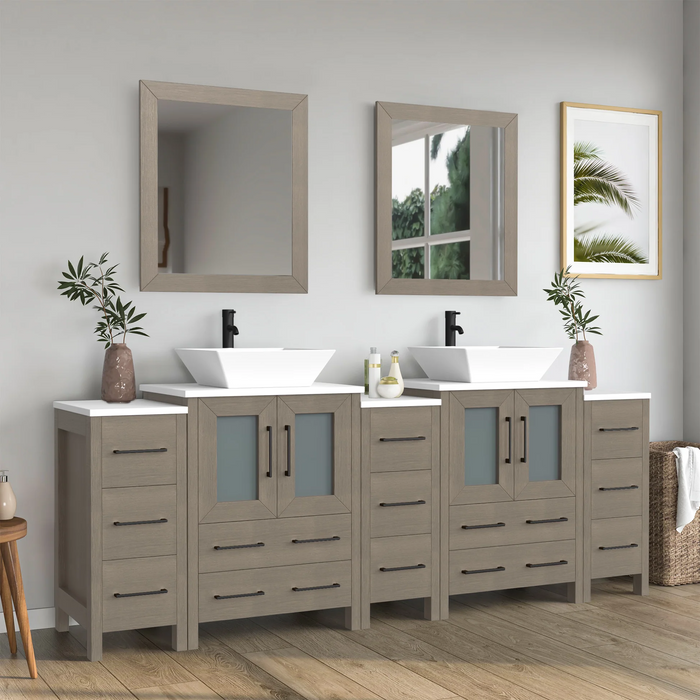 CVC Solid Wood Driftwood Gray Bathroom Cabinet Driftwood Gray 2