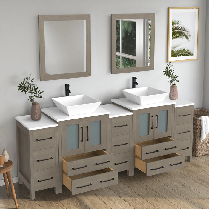 CVC Solid Wood Driftwood Gray Bathroom Cabinet Driftwood Gray 3