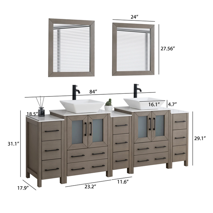 CVC Solid Wood Driftwood Gray Bathroom Cabinet Driftwood Gray 4