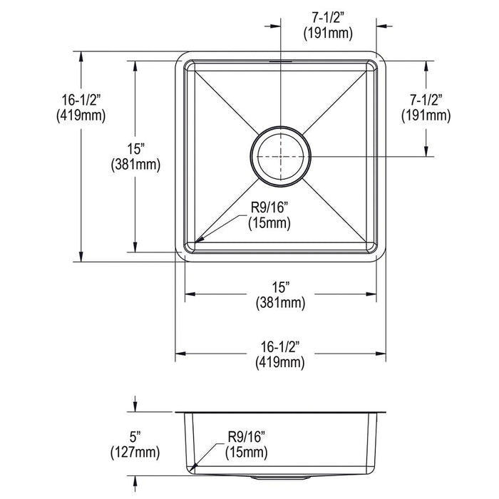 Crosstown Stainless Steel Kitchen Sink 12