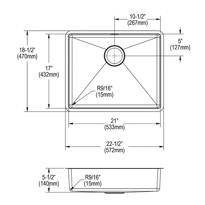 Crosstown Stainless Steel Kitchen Sink 12