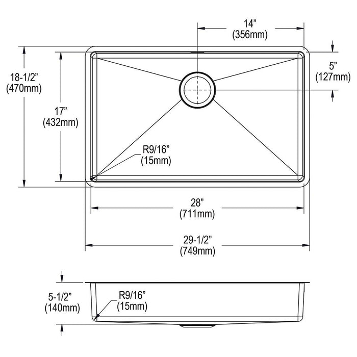 Crosstown Stainless Steel Kitchen Sink 12