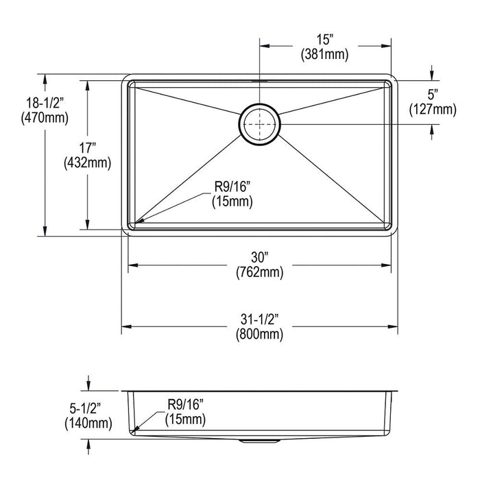 Crosstown Stainless Steel Kitchen Sink 12