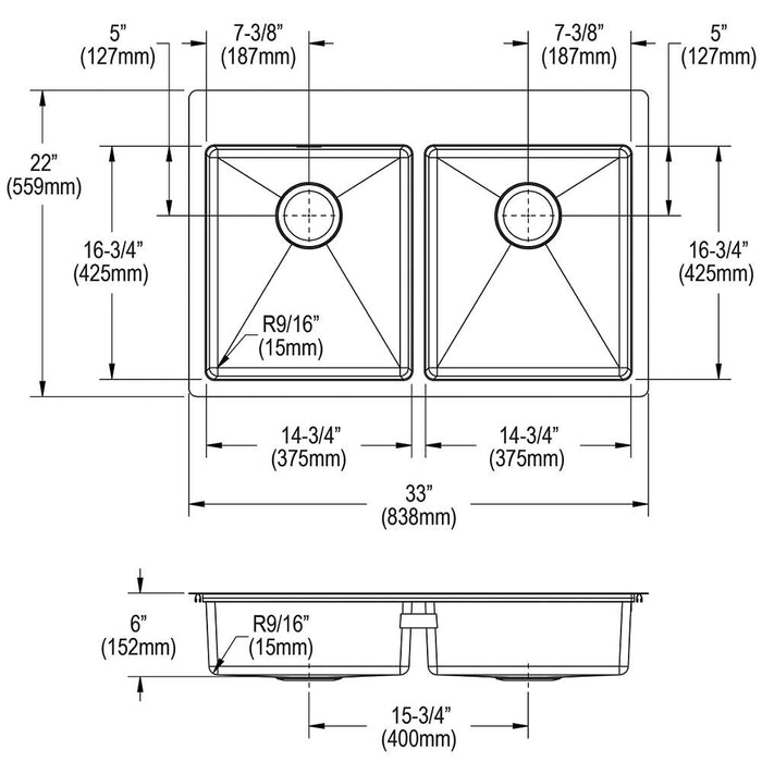 Crosstown Stainless Steel Kitchen Sink 13