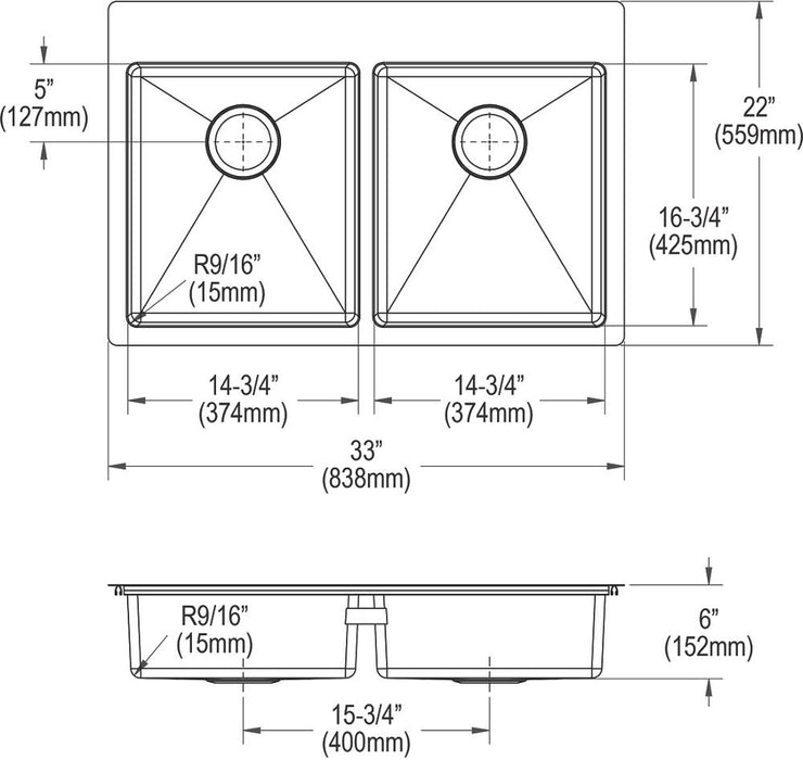 Crosstown Stainless Steel Kitchen Sink 18