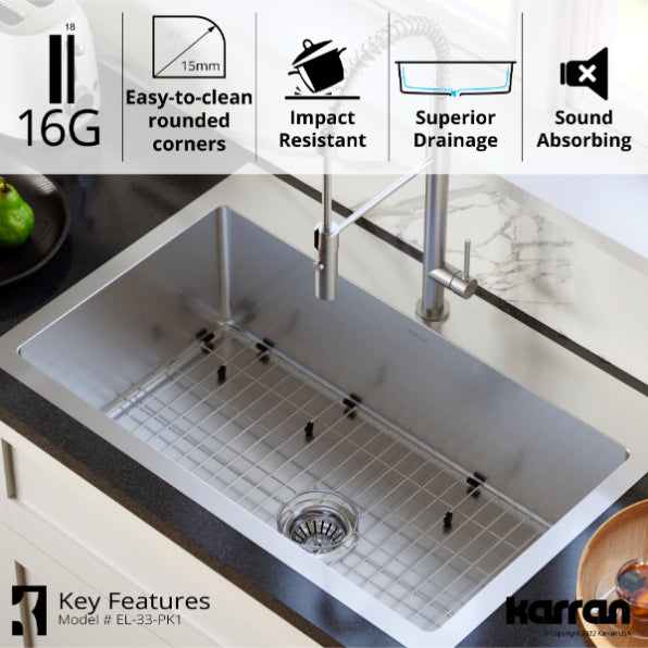 Stainless Steel Stainless Steel Kitchen Sink Satin Brushed 9