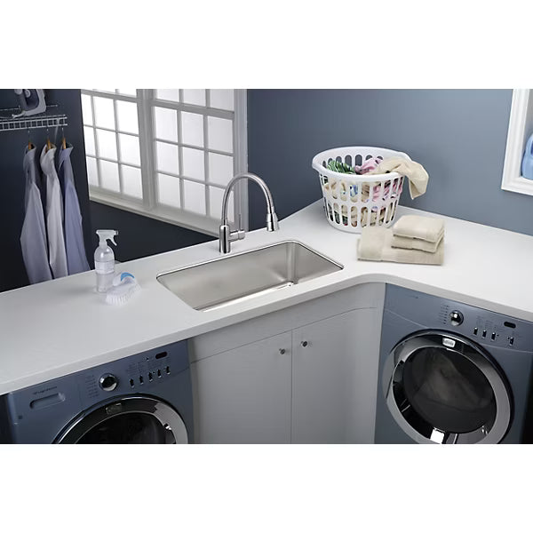 ELUH191612 Lustertone Classic Stainless Steel Undermount Single Bowl Kitchen Sink 21 1/2" x 18 1/2" x 12"