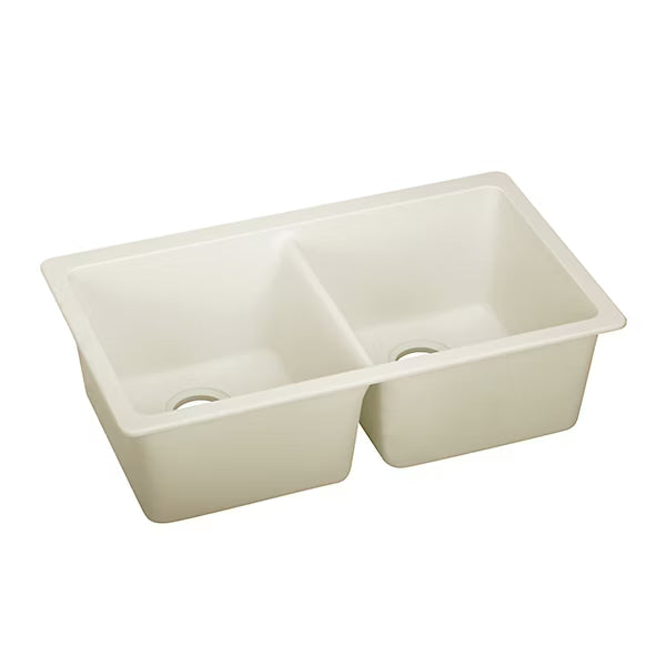 ELXU3322PA0 Quartz Luxe Parchment Undermount Double Bowl Kitchen Sink 33" x 18 1/2" x 9 1/2"