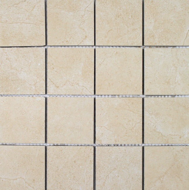 Full Sheet Sample - Cami Levante Beige Porcelain Mosaic - 3" x 3" Matte