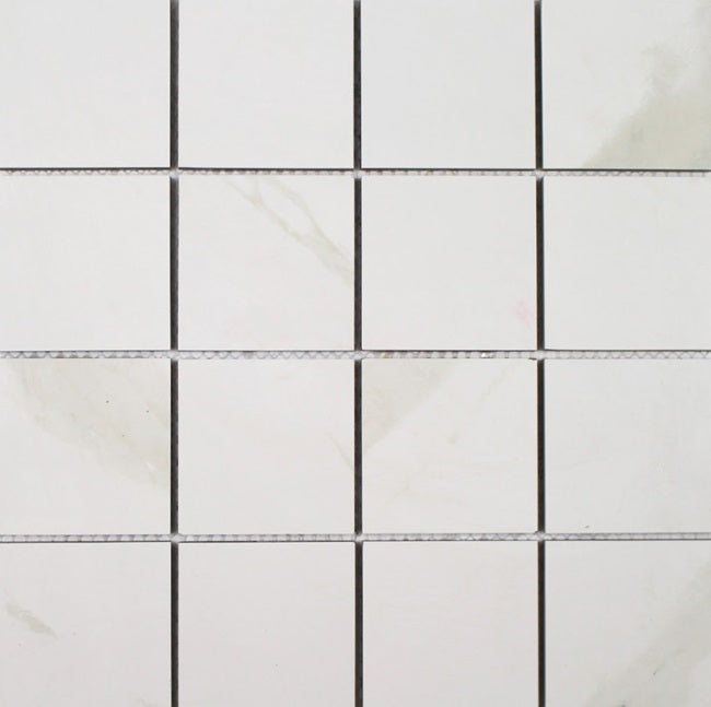 Full Sheet Sample - Cami Sereno White Porcelain Mosaic - 3" x 3" Matte