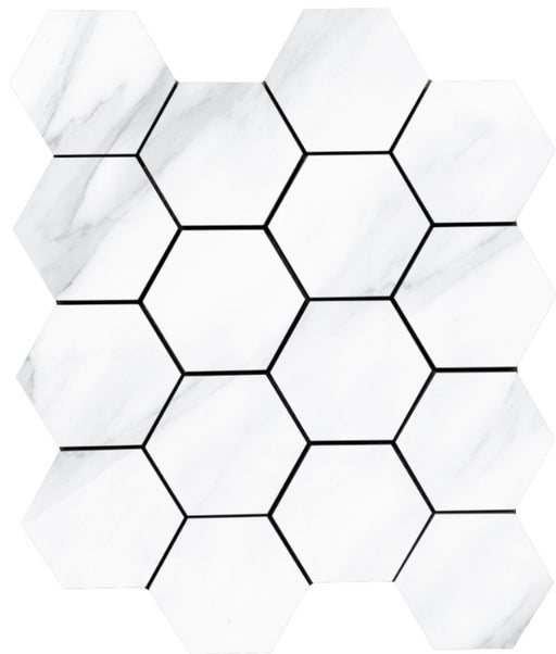 Full Sheet Sample - Lucca Volakis Hexagon Porcelain Mosaic - 3" x 3" x 9 MM Matte