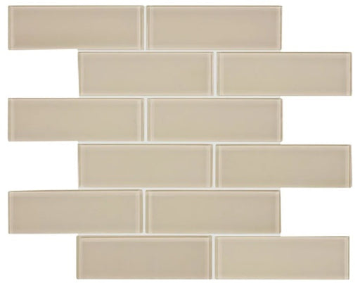 Full Sheet Sample - Aquatica Element Earth Staggered Glass Mosaic - 2" x 6" x 8 MM Glossy