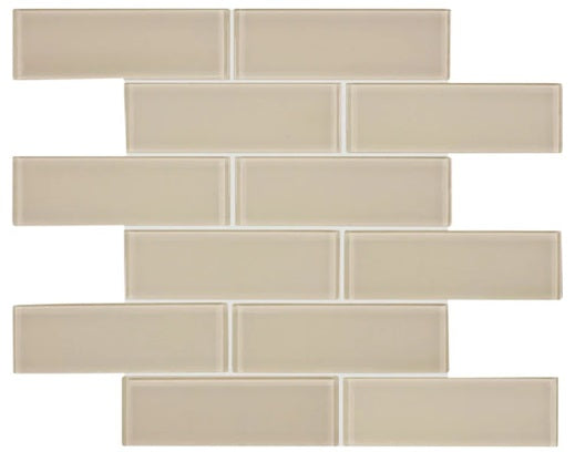 Full Sheet Sample - Aquatica Element Earth Staggered Glass Mosaic - 2" x 6" x 8 MM Glossy