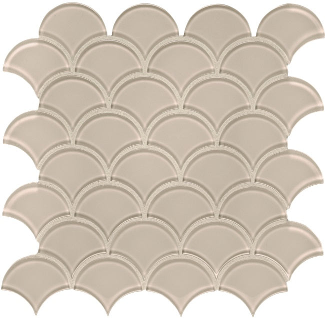 Full Sheet Sample - Aquatica Element Earth Scallop Glass Mosaic - 11.75" x 11.75" Glossy