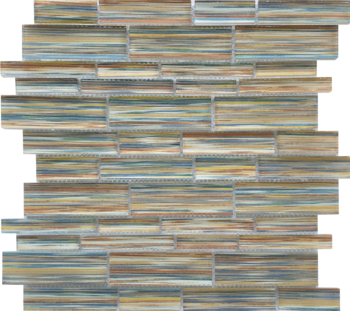 Full Sheet Sample - Aquatica Altona Edon Shoal Multi Linear Glass Mosaic - 11.75" x 11.75" Glossy