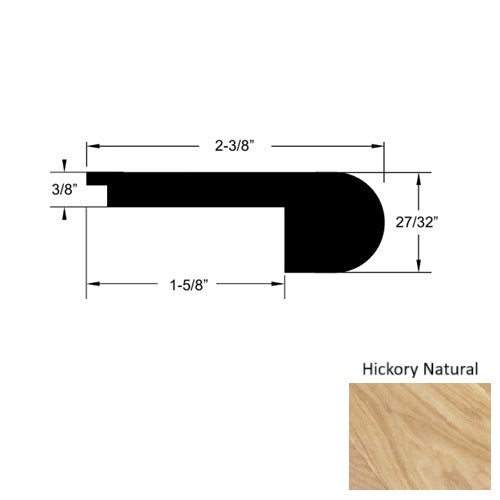 El Paso Wood Hickory Natural Round Stair Nose Urethane 1