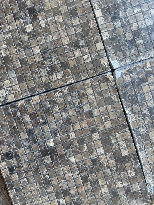 Emperador Dark Marble Mosaic - 5/8" x 5/8" Polished 2