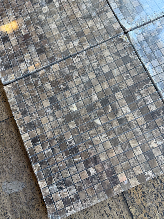 Emperador Dark Marble Mosaic - 5/8" x 5/8" Polished 3